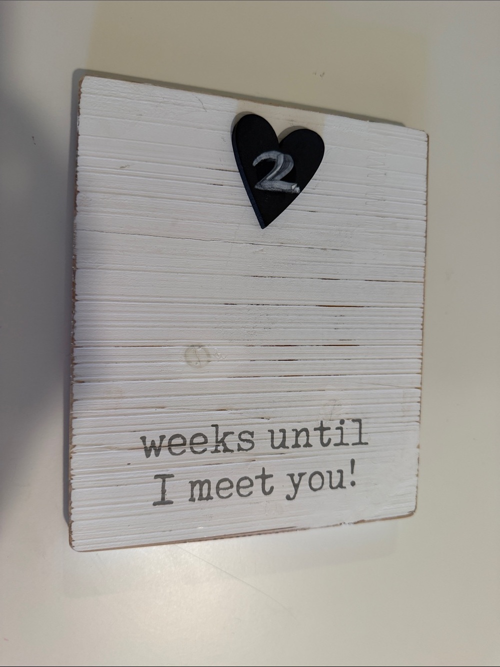 Mud Pie White Countdown Plaque with Black Heart Chalkboard